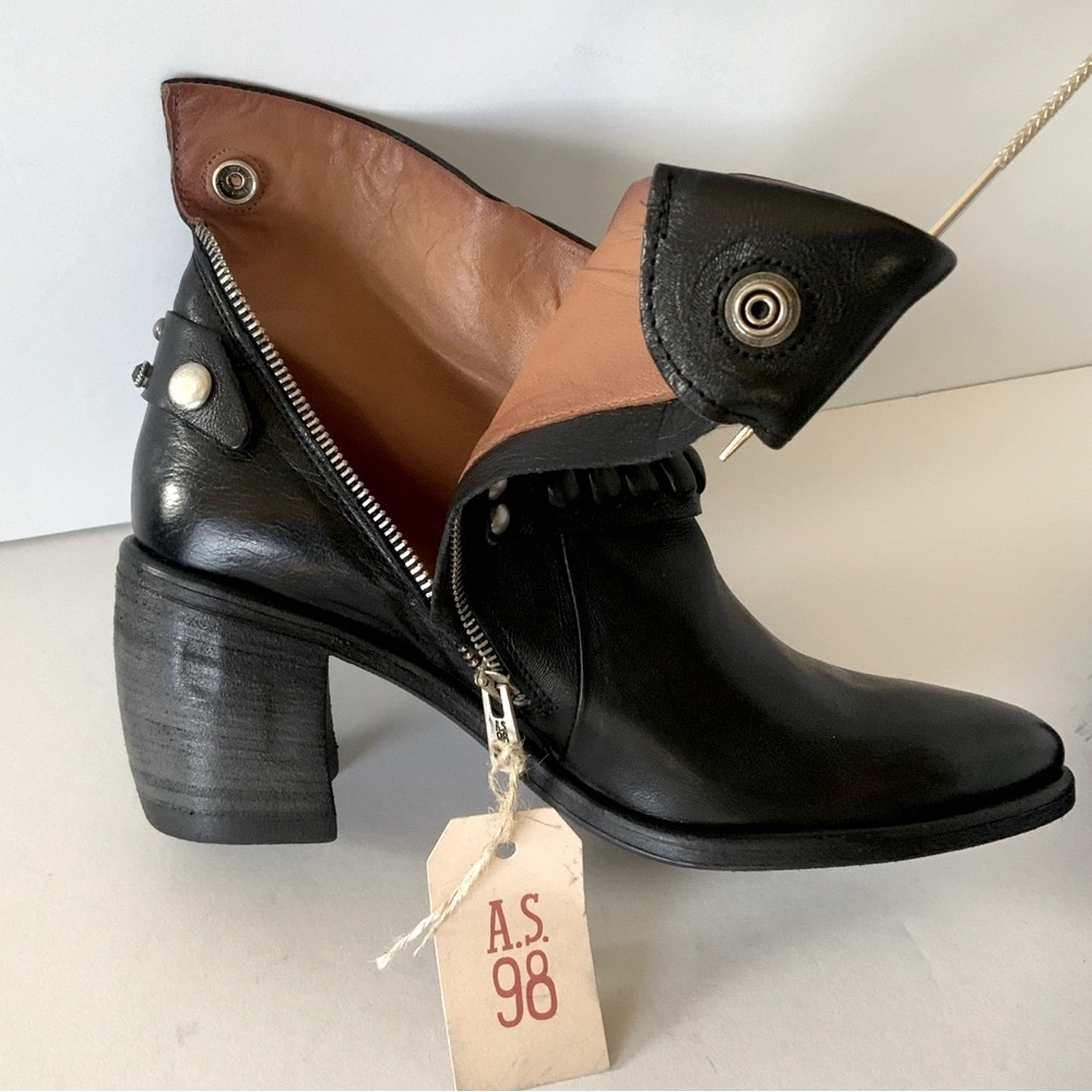 A. S.98 Rory Studded Harness Ankle Boots Black Leather Women’s 41 EU 9.5 US - Picture 13 of 16
